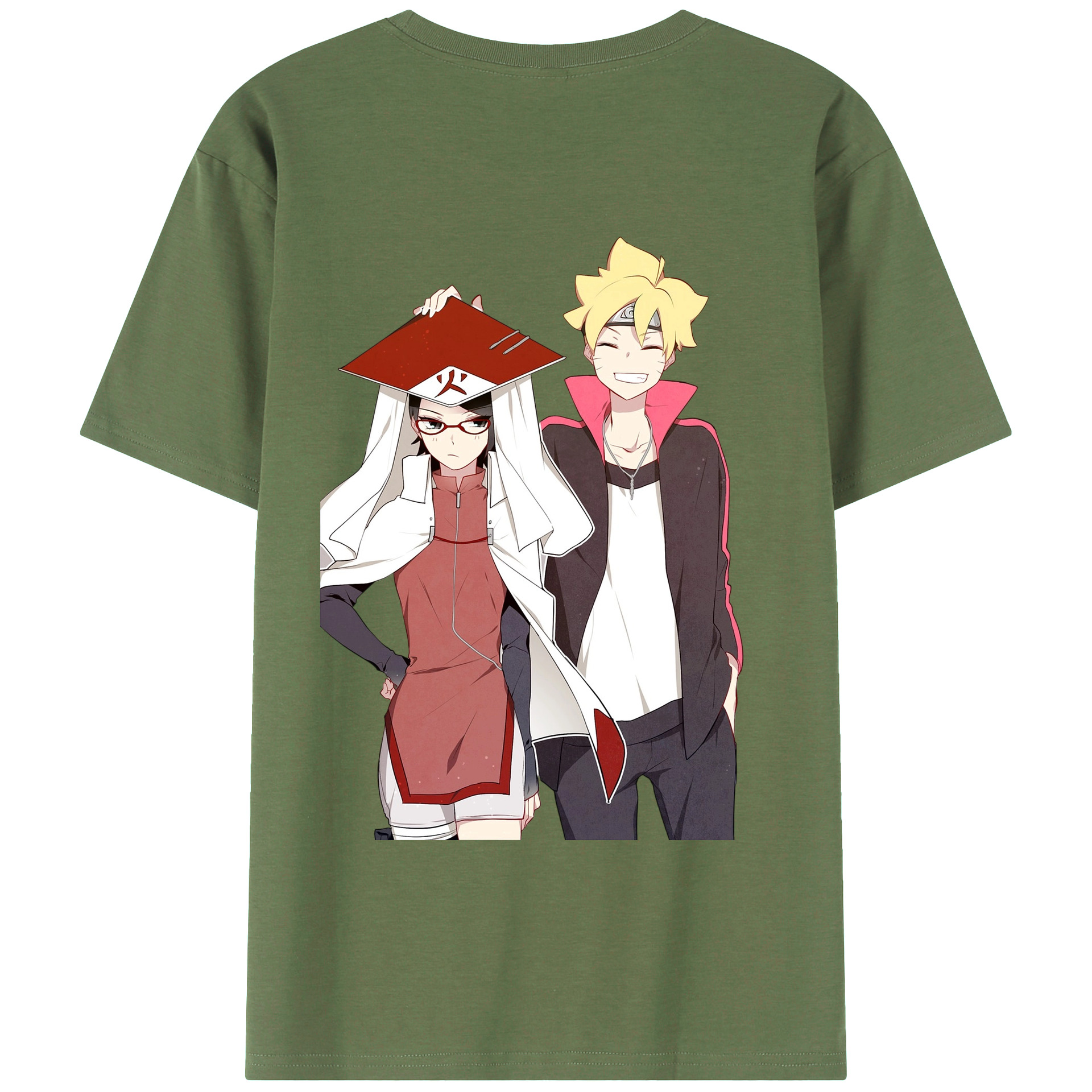 （画像用） NARUTO -ナルト- うちは サラダ Uchiha Sarada 綿100％ メンズ半袖Tシャツ（バックプリント） 通気性